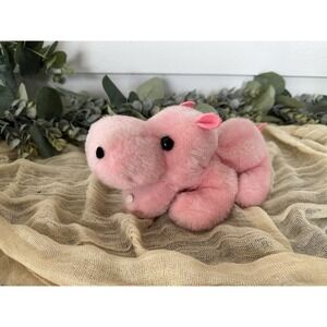 R. Dakin 1978 Pink Prone Hippo Plush Rare HTF Nutshell Filled Stuffed Animal VTG